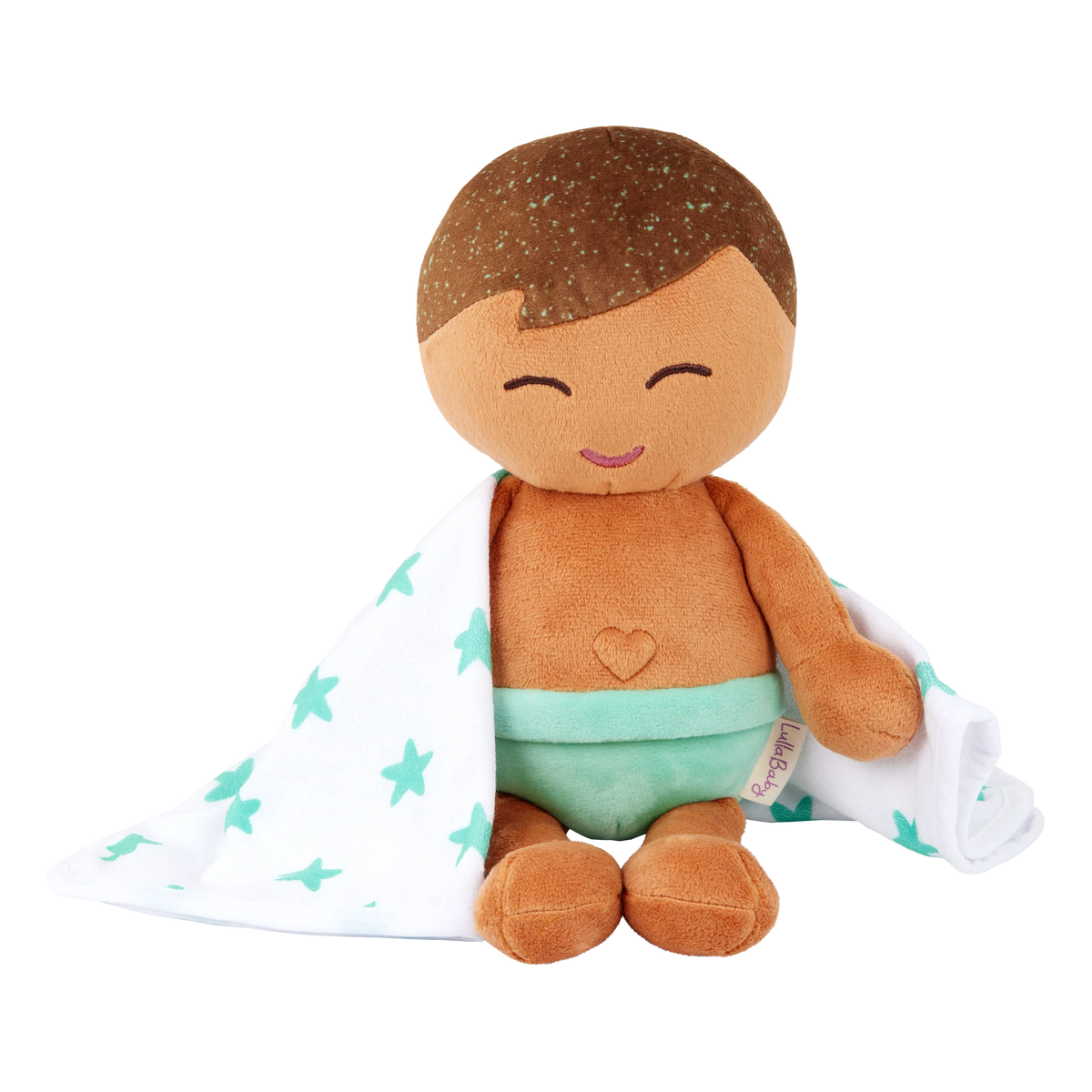 Lullababy | badpop jongen met bruin haar – 35 cm