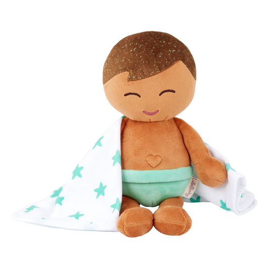 Lullababy | badpop jongen met bruin haar – 35 cm