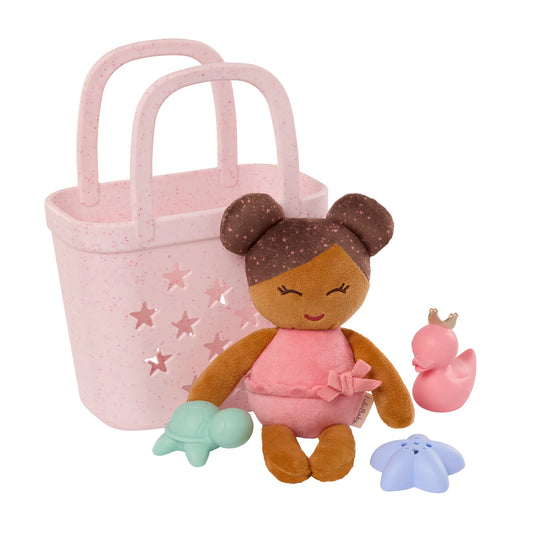 LullaBaby | Pluchen Badpop met Badspeelgoed & Opbergmand