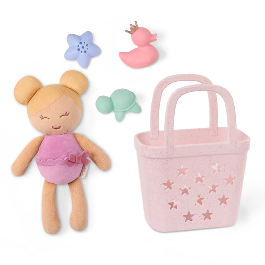 Lullababy | badpop met accessoires in mandje