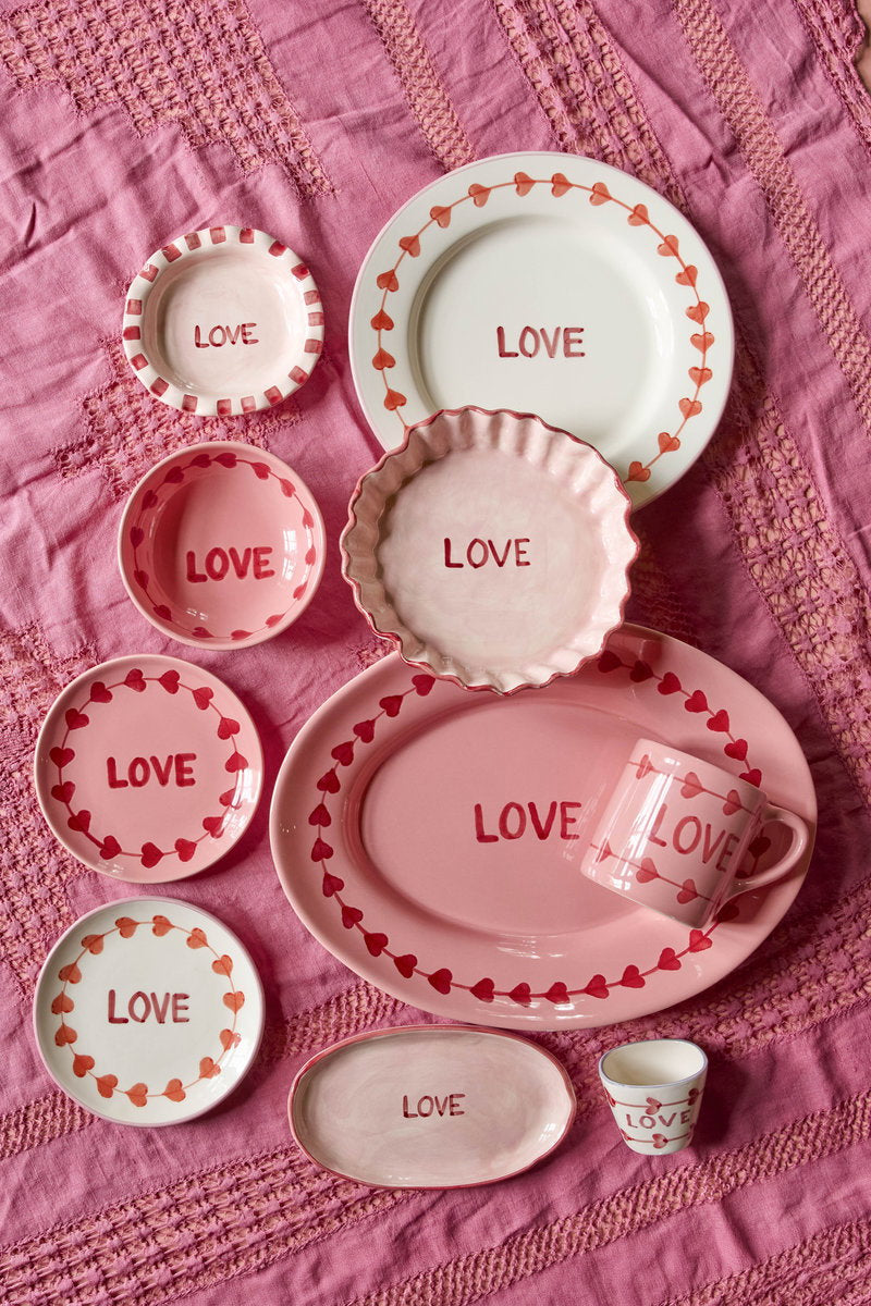 RICE | keramieken golvende schaal LOVE roze