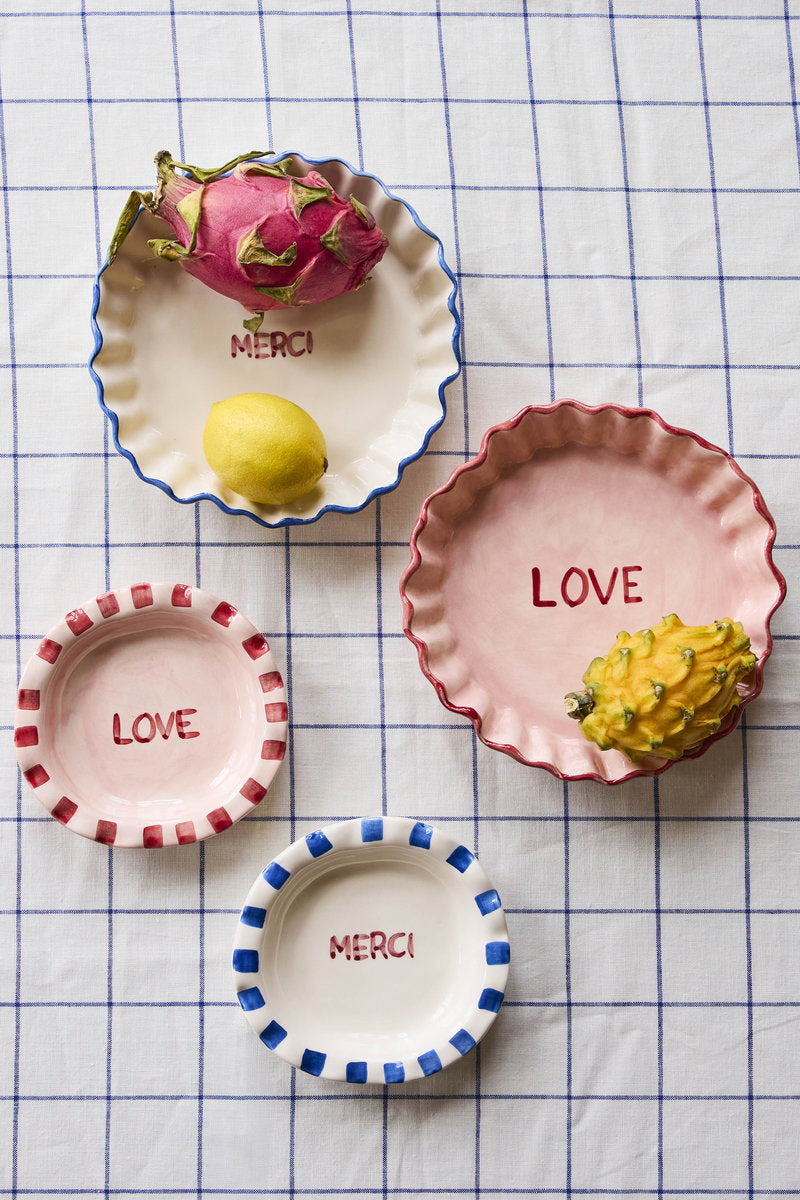 RICE | keramieken golvende schaal LOVE roze