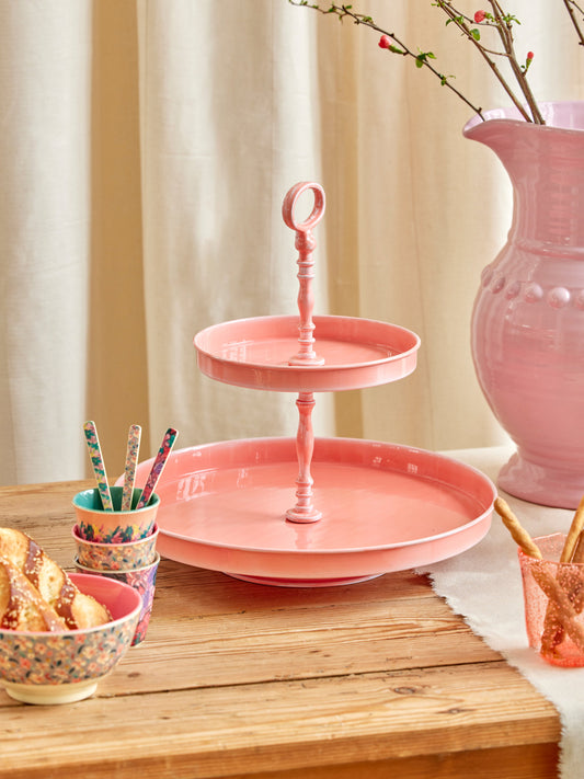 RICE | metalen etagère 2-laags Cute Coral groot