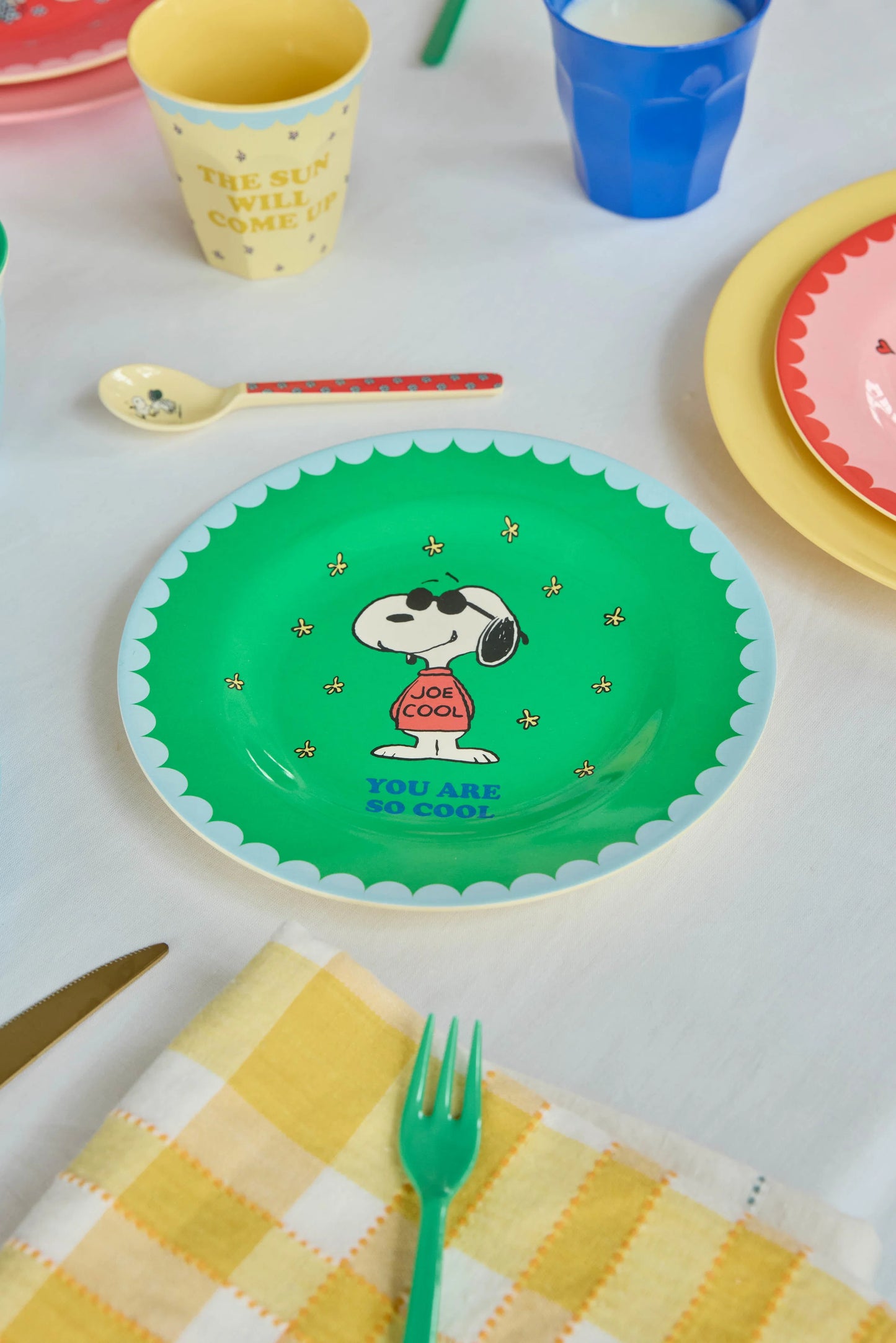 RICE | Rond bord snoopy - groen