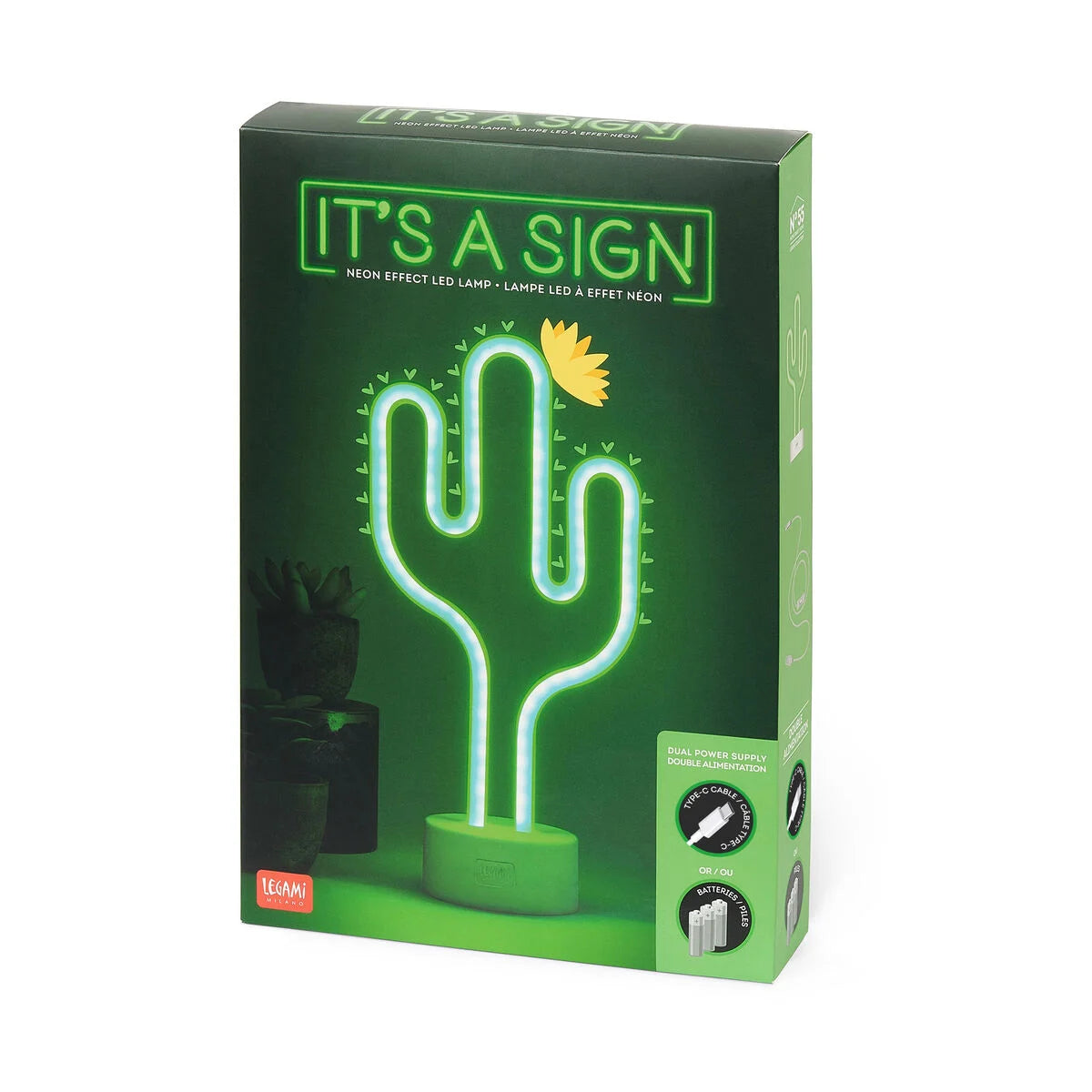 Legami | Neon LED Lamp Cactus – It’s a Sign | Groene Neon Lamp