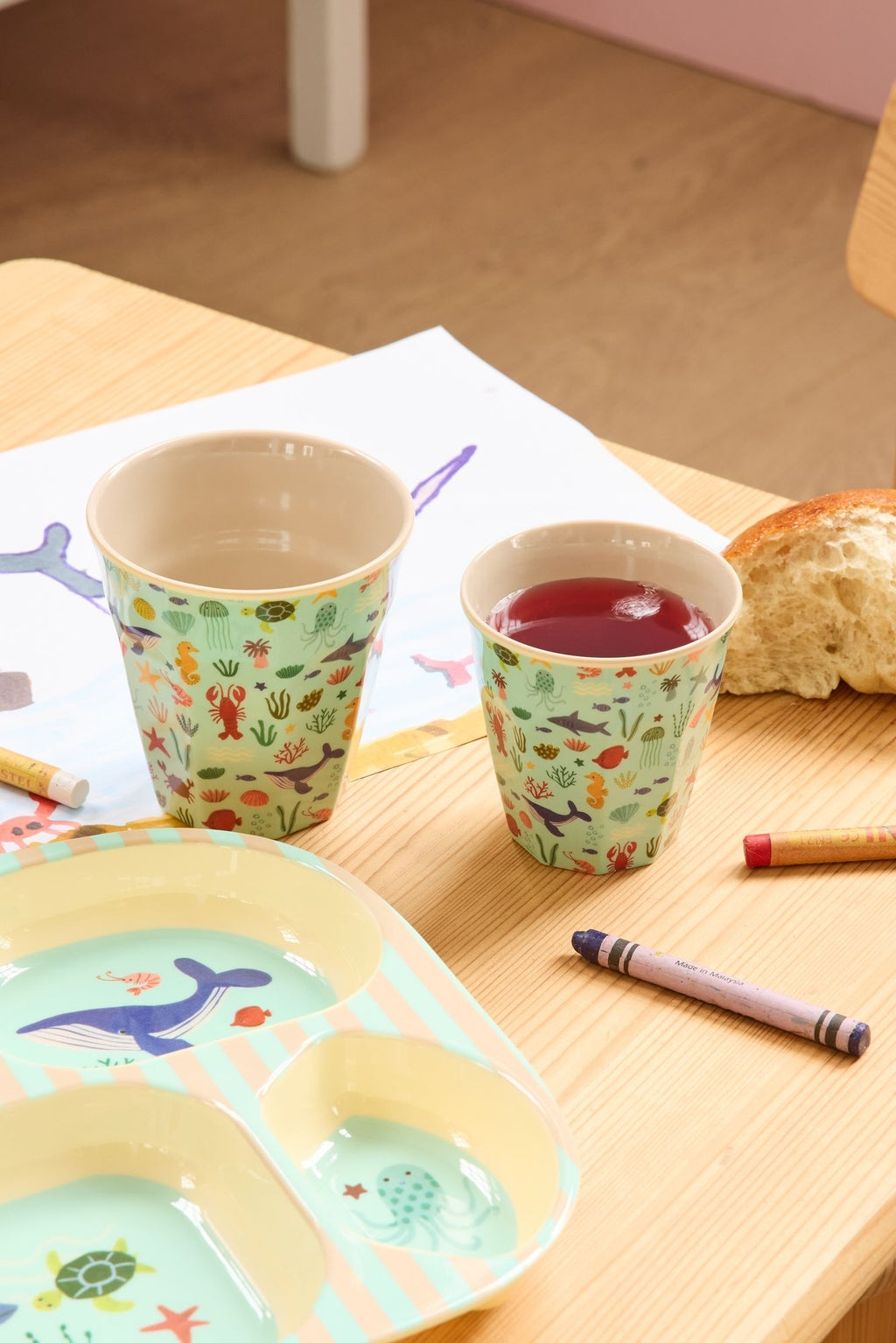 RICE | kids bowl - blue - ocean print