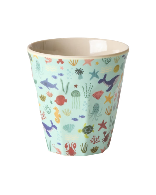 RICE | medium kids cup - blue - ocean print