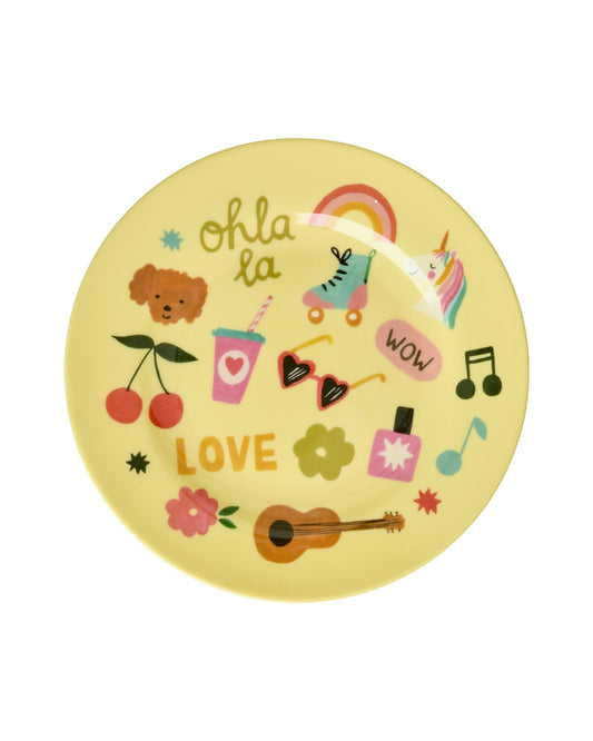 RICE | kids plate - unicorn love print