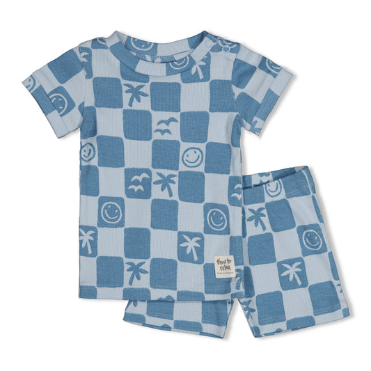 Feetje | Shortama Chase Check – Blauwe Baby Pyjama
