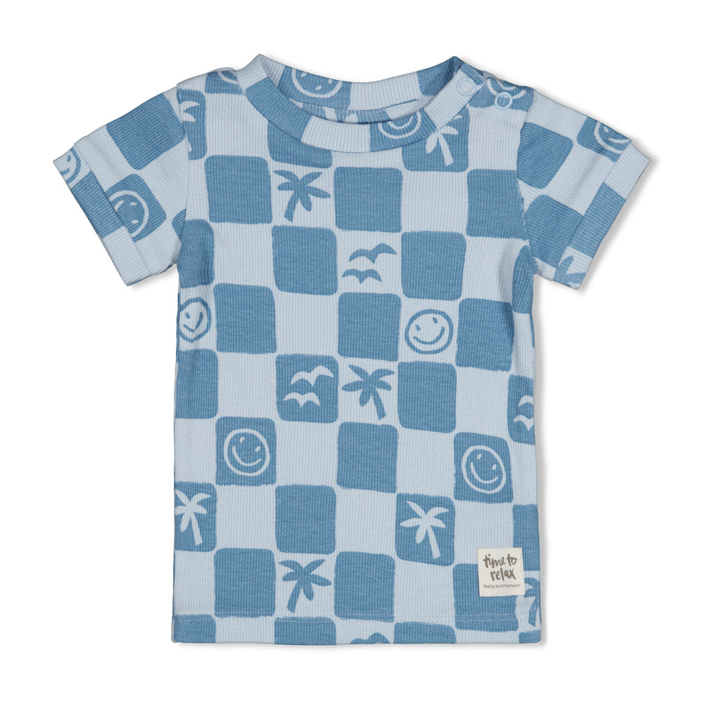 Feetje | Shortama Chase Check – Blauwe Baby Pyjama
