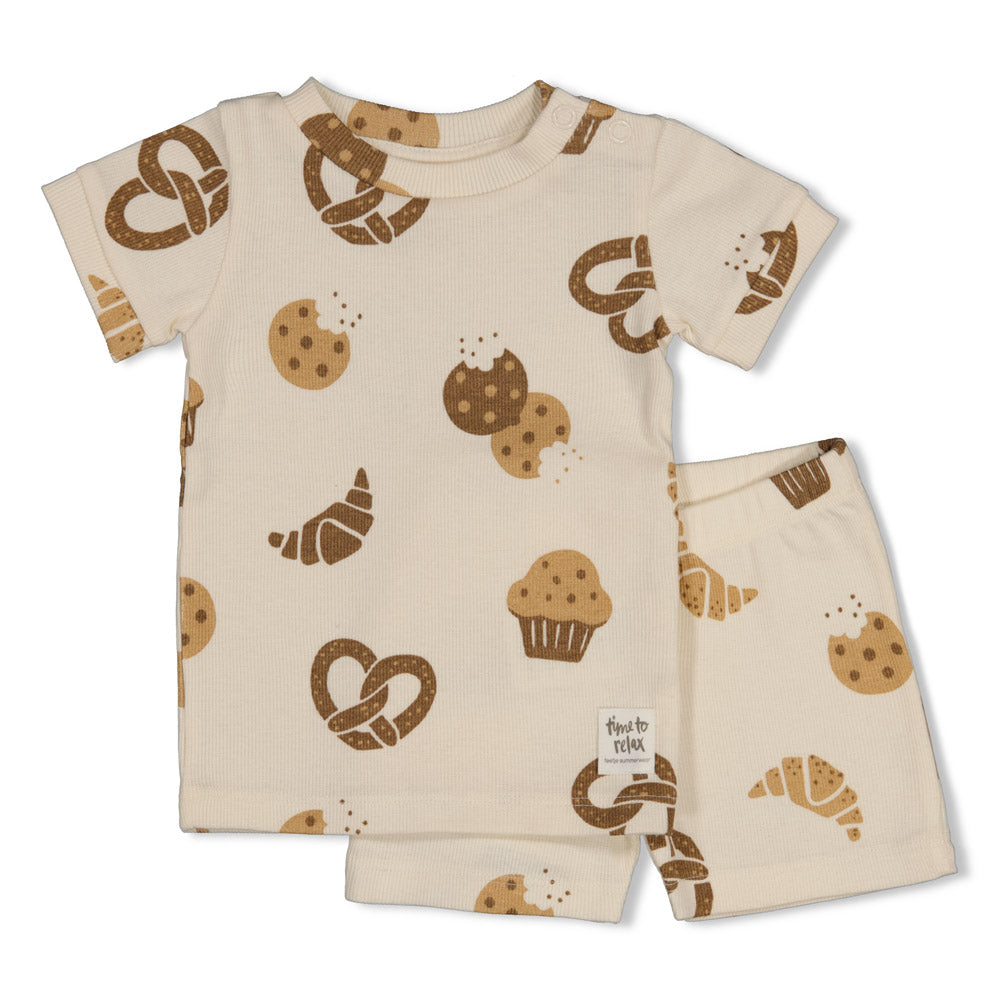 Feetje | Shortama Cosy Crumbs – Beige Baby Pyjama