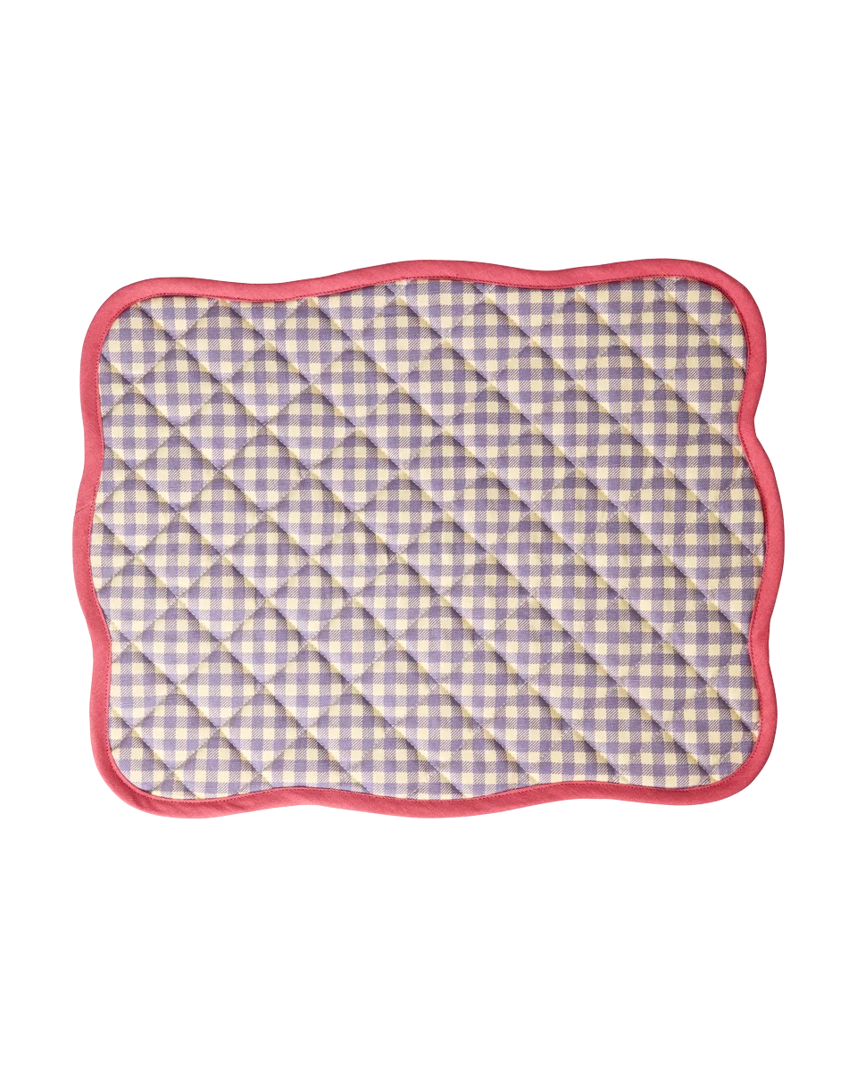 RICE | Gewatteerde placemat Checks Soft Raspberry