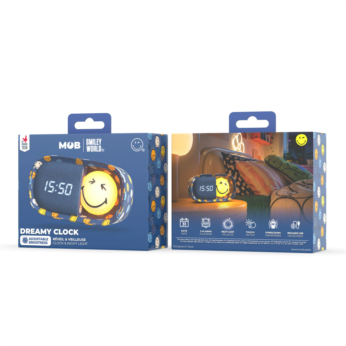 MOB | Dreamy Clock Smiley World Blauw