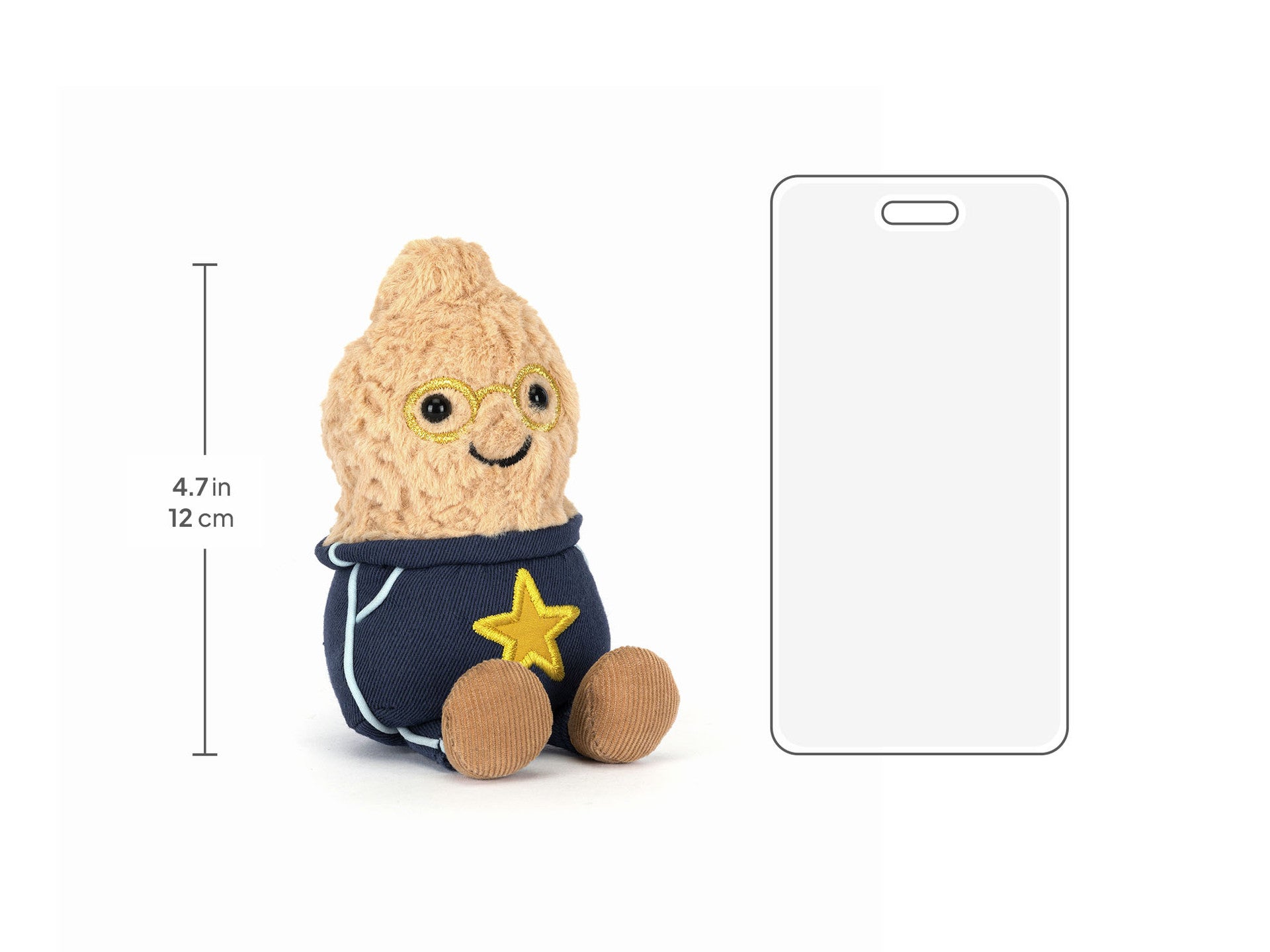 Formaat van de Jellycat pinda knuffel