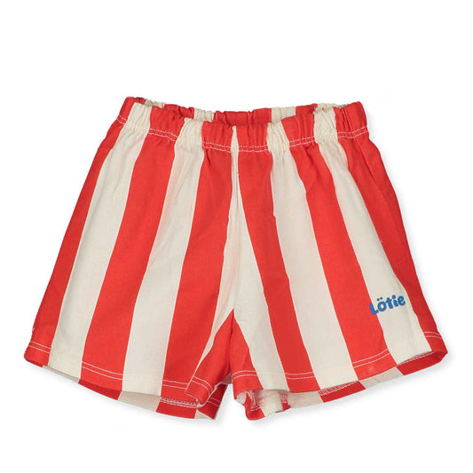Lötiekids | Twill baby shorts - red + off white