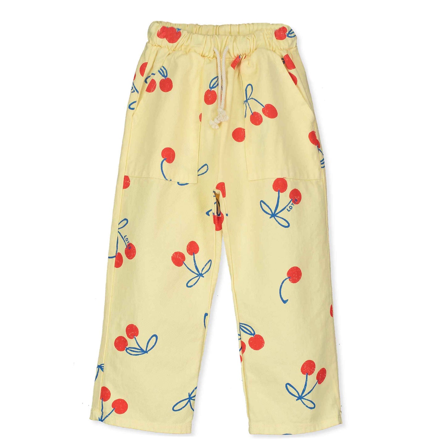 Lötiekids | Wide twill fit pocket pants - cherries - sundance yellow