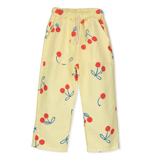 Lötiekids | Wide twill fit pocket pants - cherries - sundance yellow