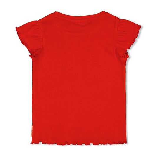 Jubel | t-shirt rib rood - salsa sunset