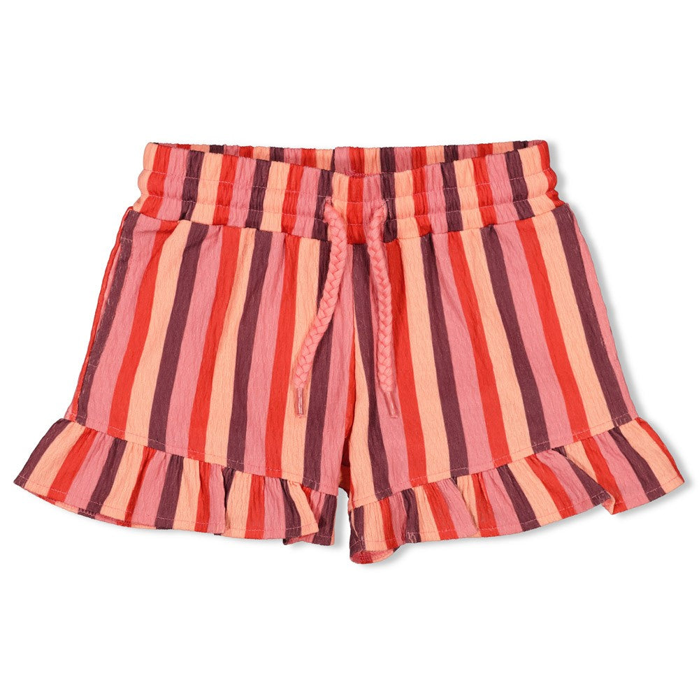 Jubel | streep seersucker short - salsa sunset