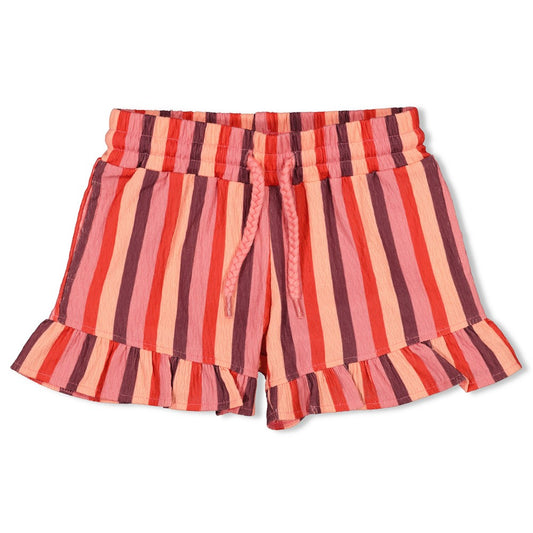 Jubel | streep seersucker short - salsa sunset