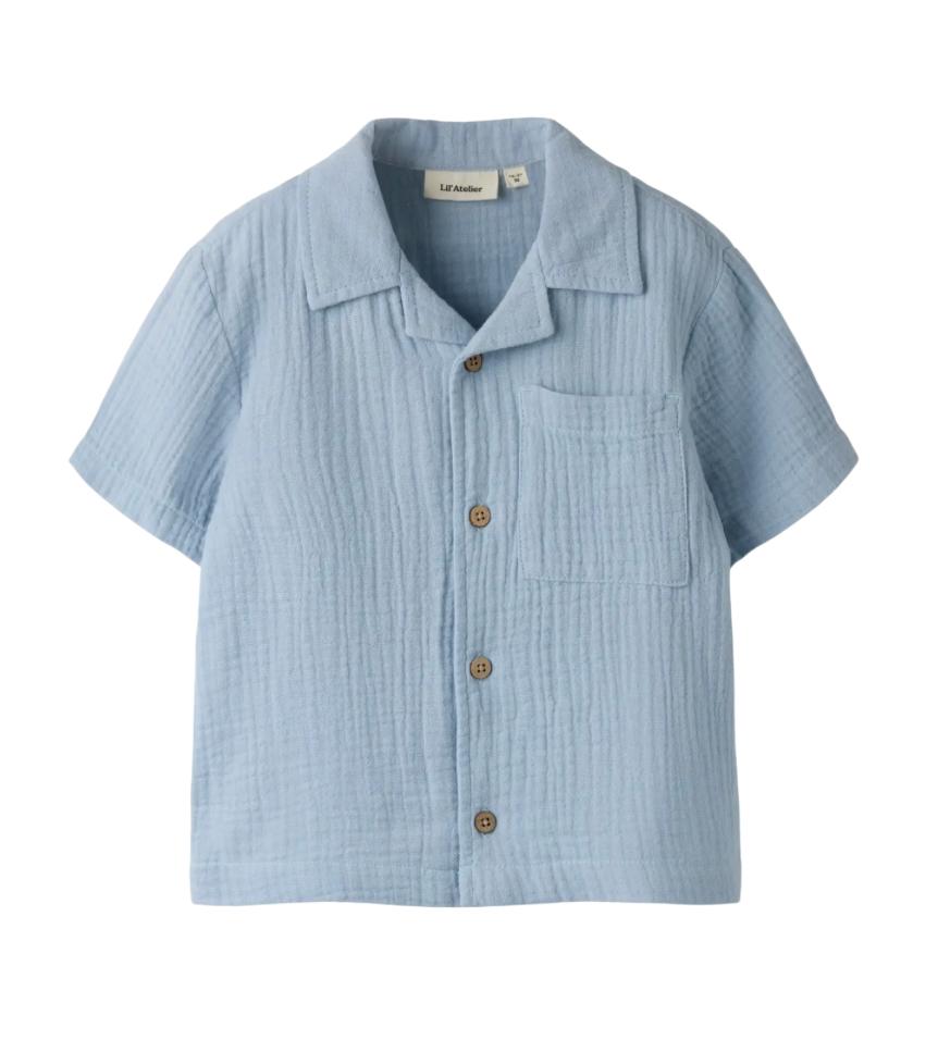 Lil Atelier | Mousseline Blouse Lichtblauw – Korte Mouw Kinder Blouse