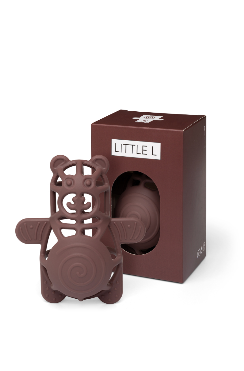 Little L | bijtring beer bruin – ergonomisch siliconen babyspeelgoed
