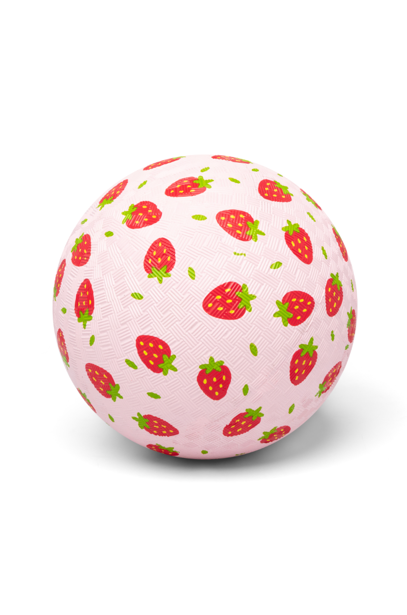 Little L | rubber bal aardbeien 18 cm – zachte speelbal voor kinderen
