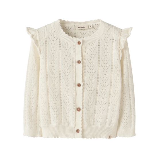 Lil’ Atelier | gebreid vestje meisje – crème cardigan biologisch katoen