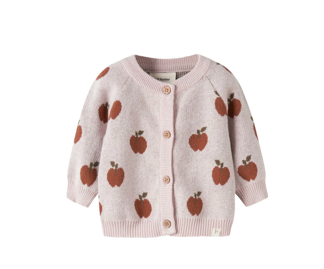 Lil' Atelier | Gebreid Baby Vestje met Appelprint – Lichtroze