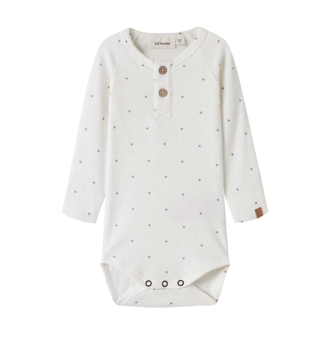 Lil' Atelier | Baby Romper Rib Off White met Stipjes