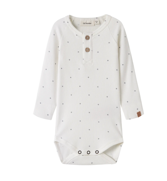 Lil' Atelier | Baby Romper Rib Off White met Stipjes