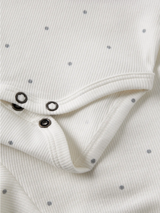 Lil' Atelier | Baby Romper Rib Off White met Stipjes