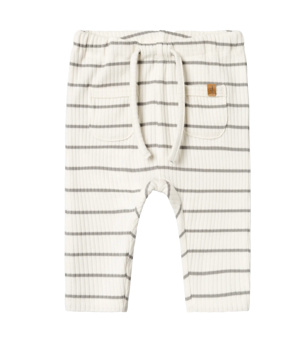 Lil' Atelier | Babybroek Rib Gestreept Off White