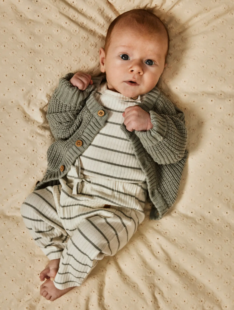 Lil' Atelier | Babybroek Rib Gestreept Off White