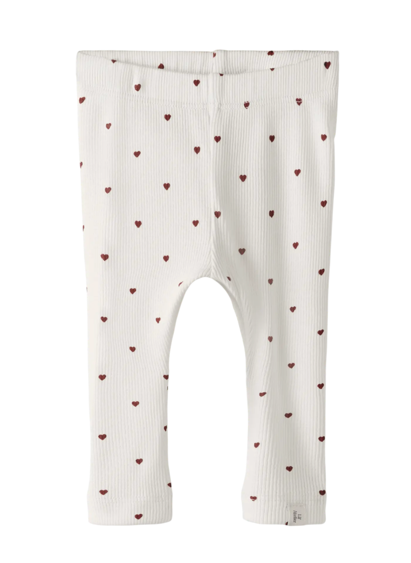Lil' Atelier | Baby Legging Rib met Hartjesprint Off White