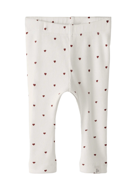 Lil' Atelier | Baby Legging Rib met Hartjesprint Off White