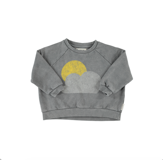 Piupiuchick | Sweater grijs met zon- en wolkenprint