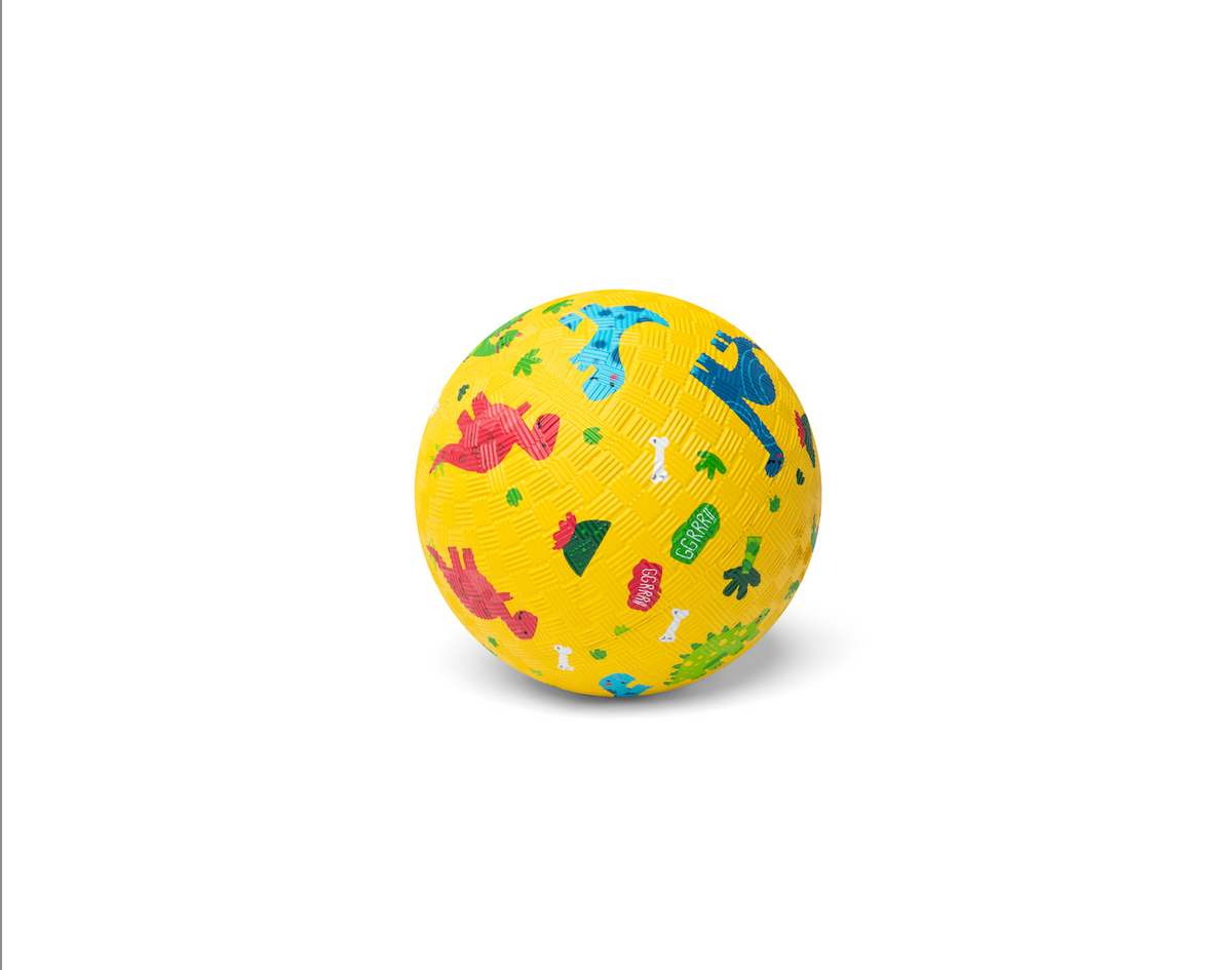 Little L | Rubber bal Dino's Geel - 13 cm