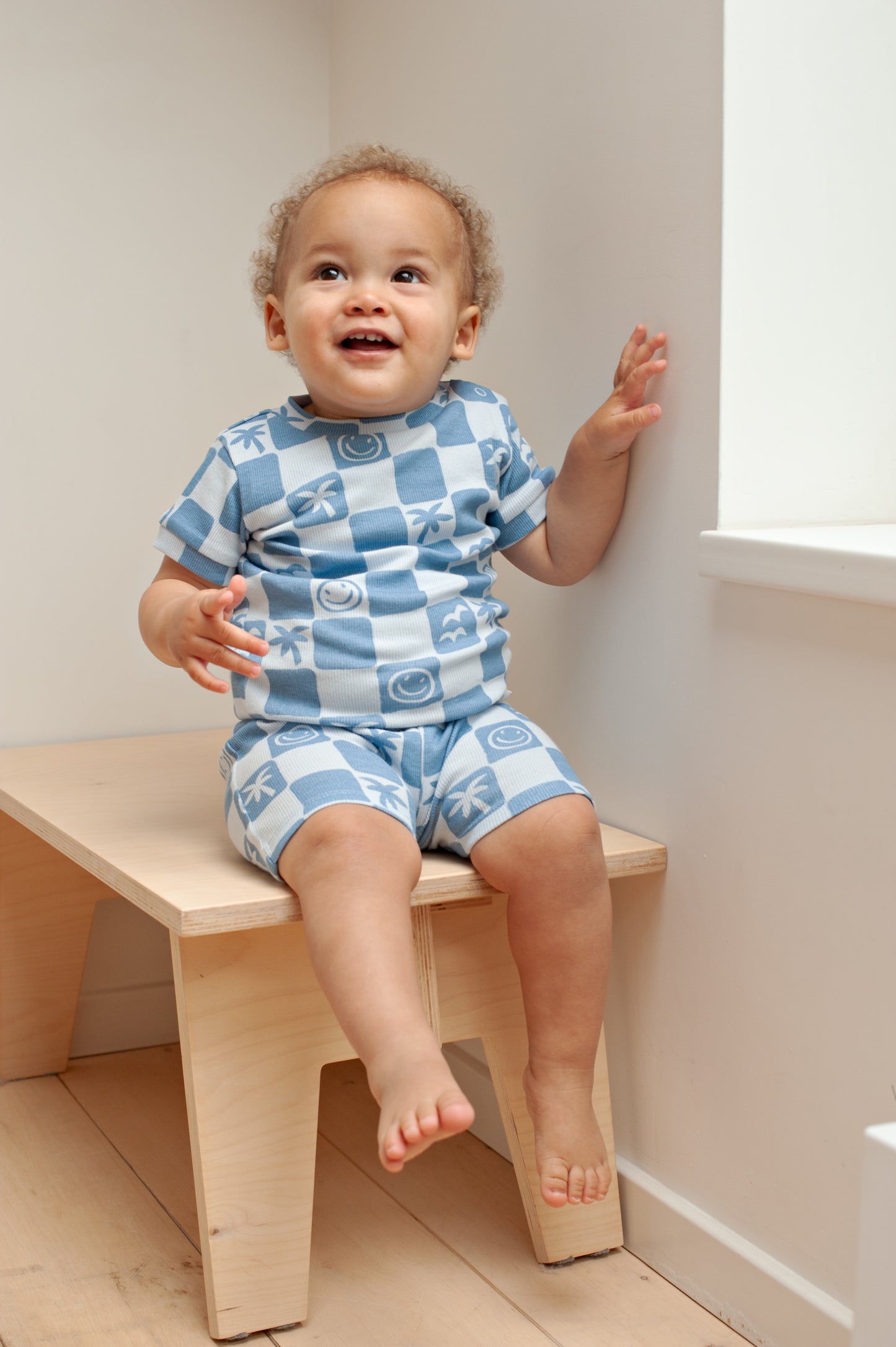 Feetje | Shortama Chase Check – Blauwe Baby Pyjama