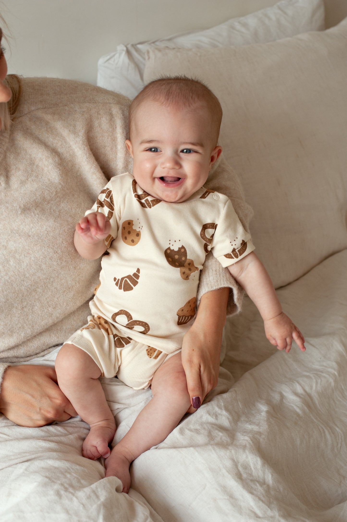Feetje | Shortama Cosy Crumbs – Beige Baby Pyjama