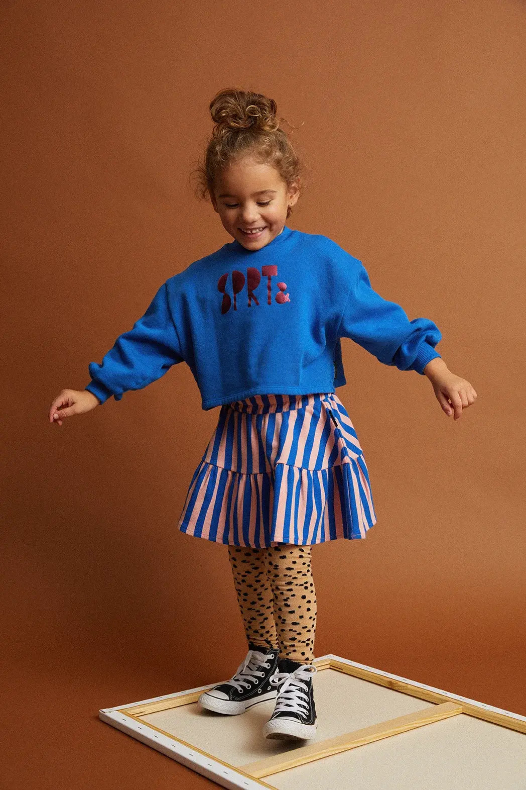 Sproet & Sprout | smock rok met blauw-roze strepen - blauw