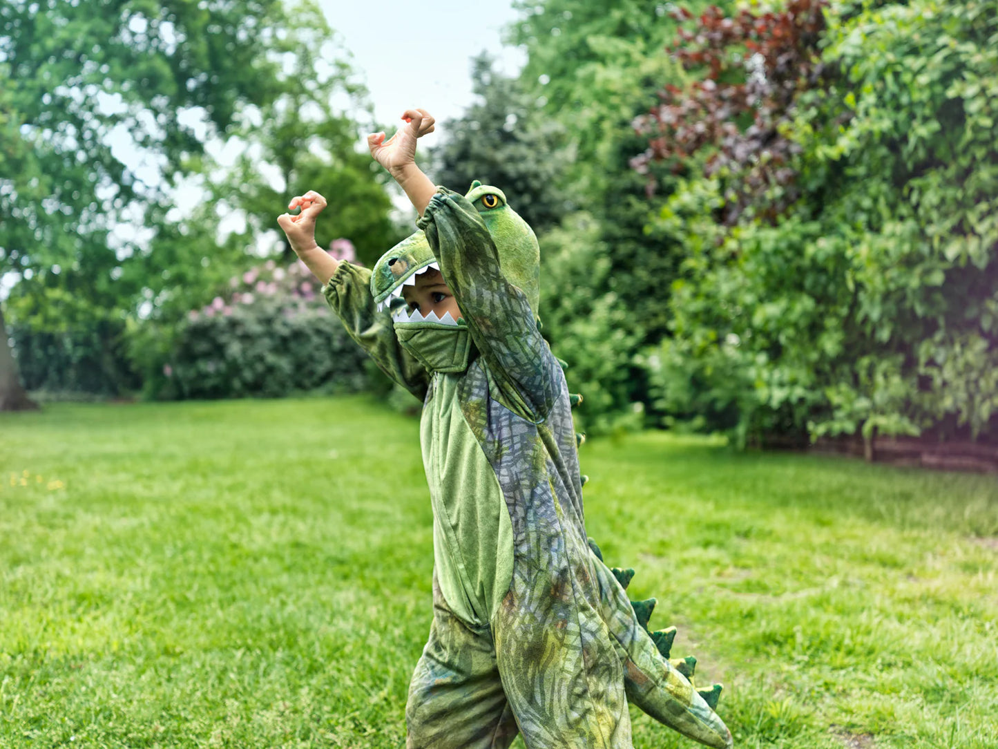 Souza | T-Rex Kostuum Kind – Dino Jumpsuit met Capuchon