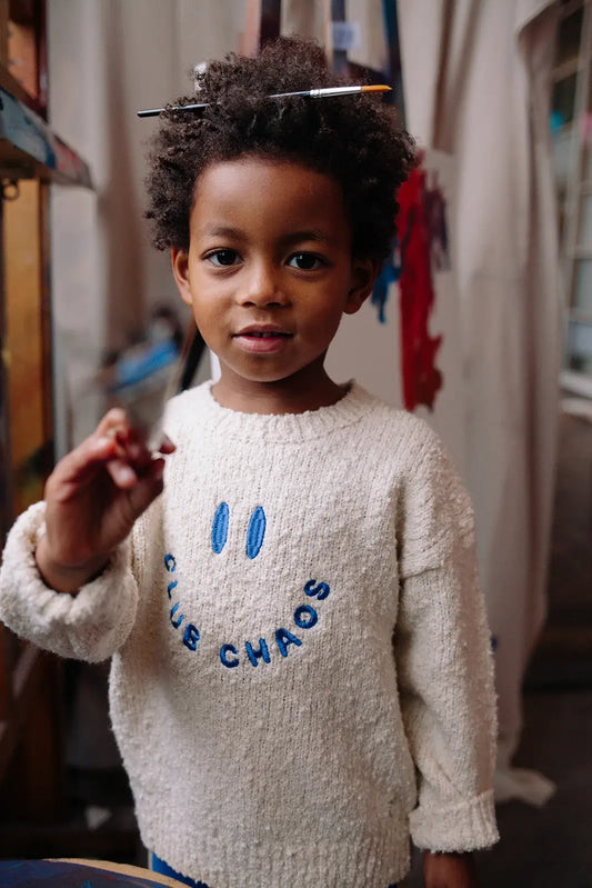 Sproet & Sprout | bouclé trui Club Chaos - gemêleerd ivoor