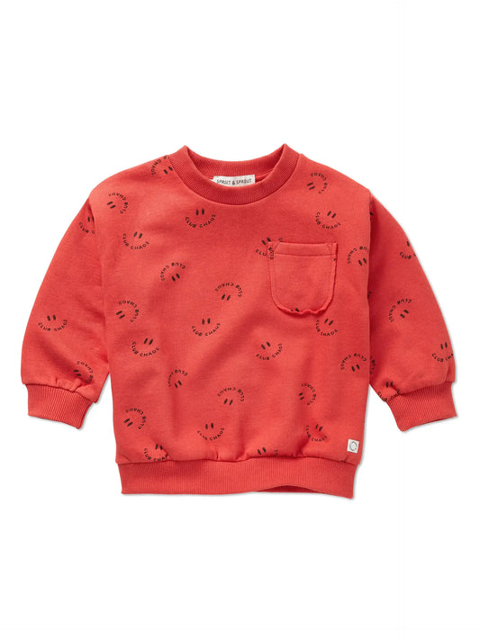 Sproet & Sprout | Club Chaos sweater met print - helderrood