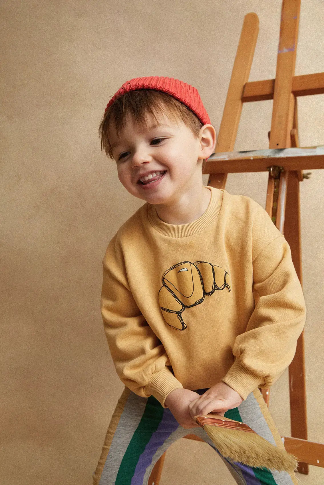 Sproet & Sprout | sweater met croissantprint - zand