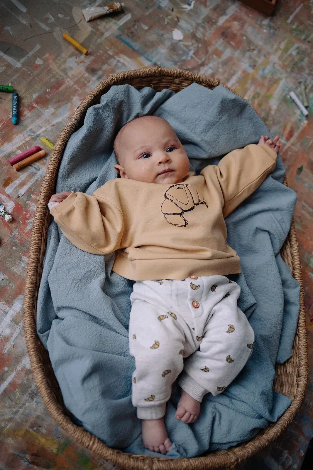 Sproet & Sprout | sweater met croissantprint - zand