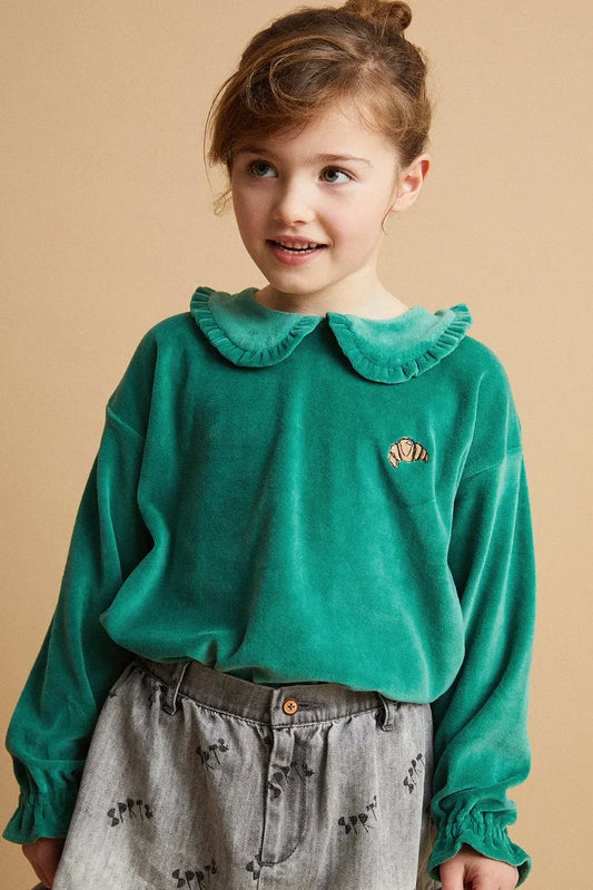 Sproet & Sprout | velours sweater met kraag - diepgroen