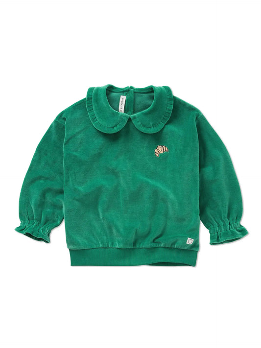 Sproet & Sprout | velours sweater met kraag - diepgroen