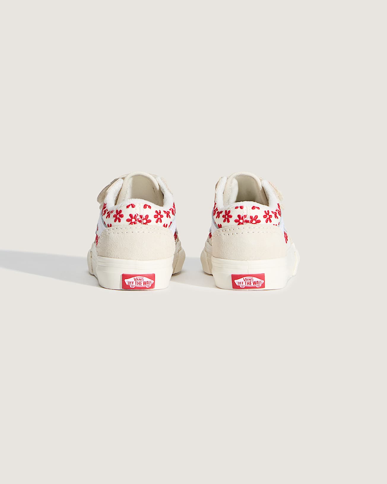 Vans | Old Skool V Sneakers – Crème met Rode Bloemenprint