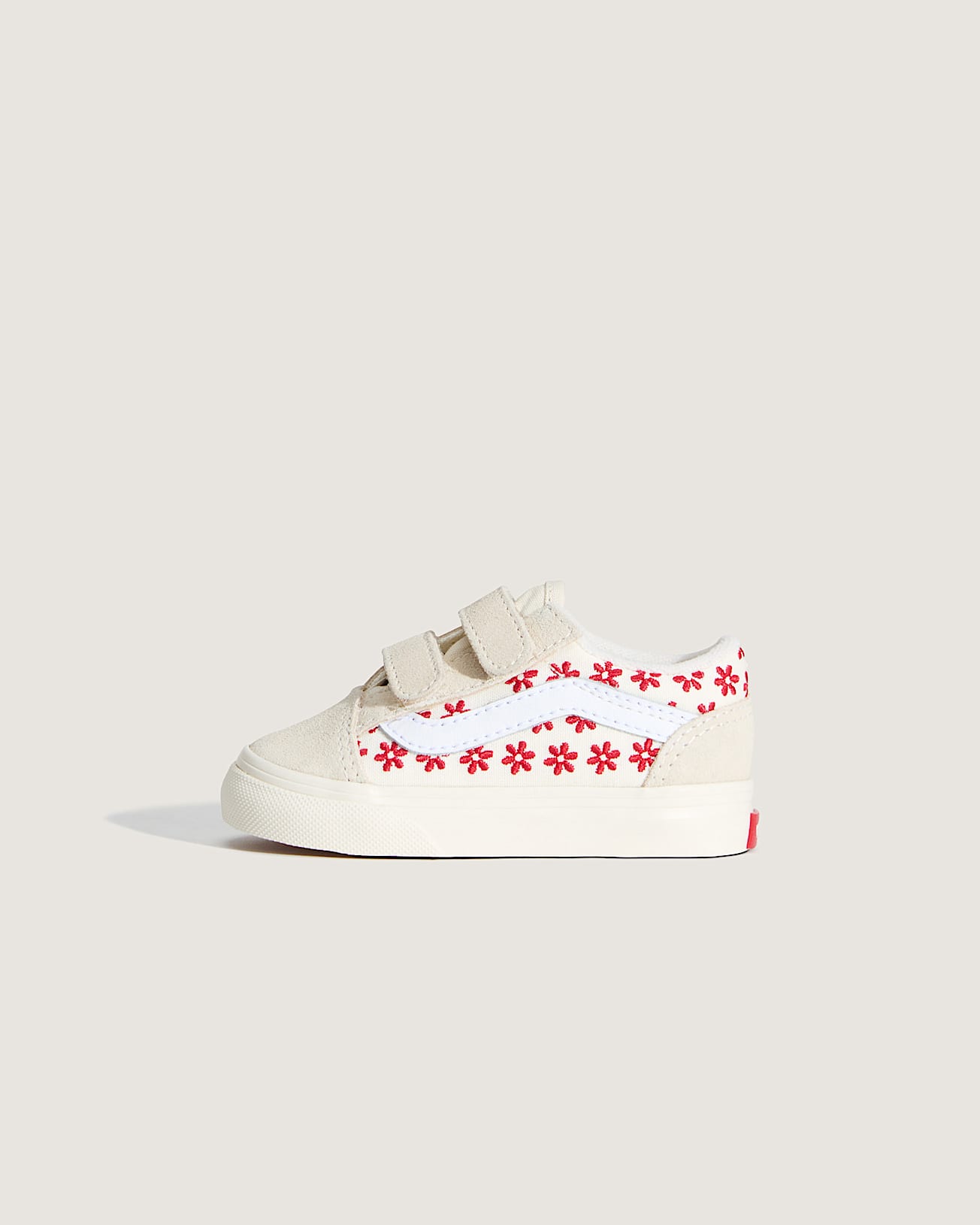 Vans | Old Skool V Sneakers – Crème met Rode Bloemenprint